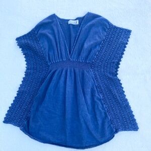 VTG Resort Wear SEASPICE 100% Peruvian-Cotton Batwing Crochet Top SZ Small